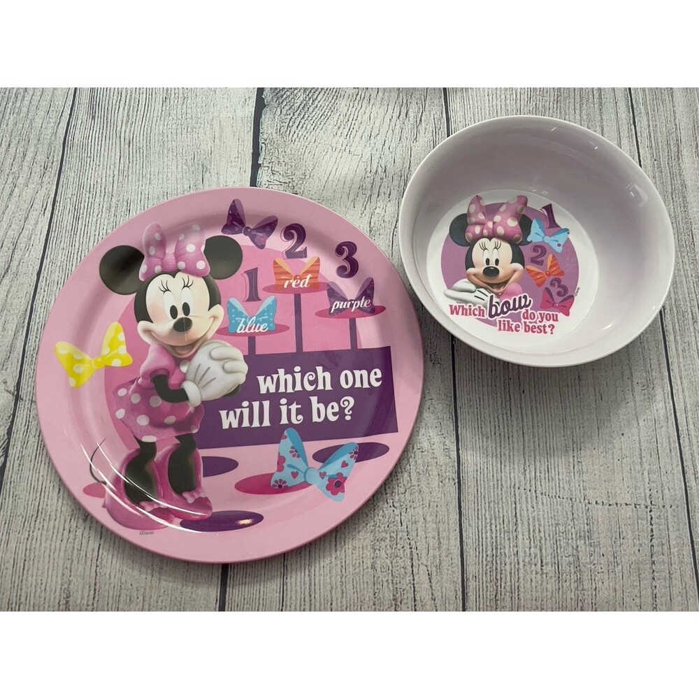 Zak Brand Disney Minnie Mouse Melamine Toddler Meal Dinner Plate & Bowl